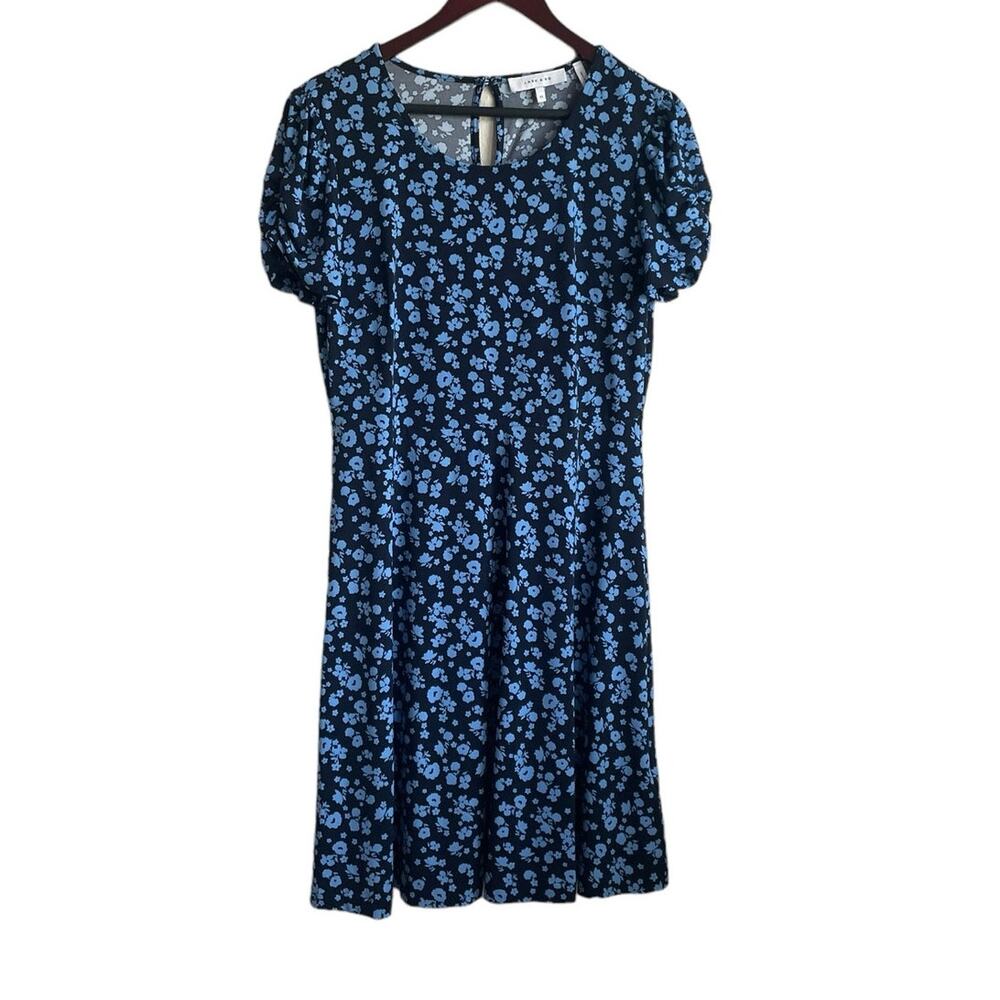 Lark & Ro Navy Dress with Light Blue Floral Print